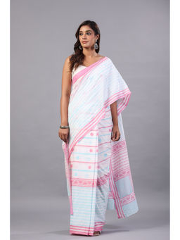 Moora - City Breeze Mul Cotton Hand Block Printed Saree with Unstitched Blouse