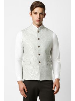 Van Heusen - Men Green Floral Print Party Nehru Jacket