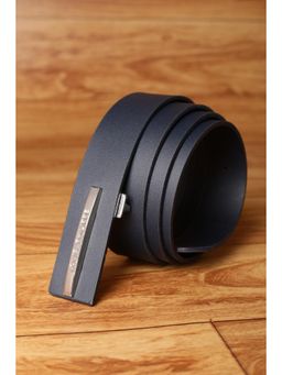 Louis Philippe - Men Navy Blue Solid Leather Belt