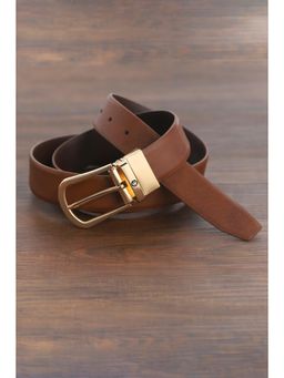 Louis Philippe - Men Brown Textured Leather Reversible Belt