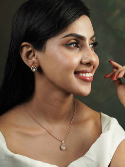 Fida - Wedding Cute Gold Plated Geometric American Diamond Party Wear Jewellery Set for Women