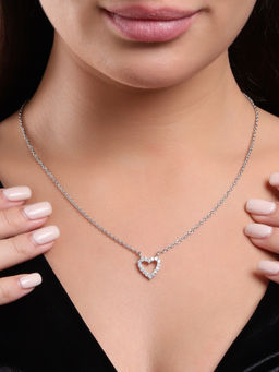 Soraya Luxe - White 925 Sterling Silver Moissanite Diamond Heart Pendant Necklace