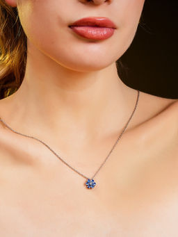 Soraya Luxe - 925 Sterling Silver Rhodium Plating Twilight Blossom Pendant Necklace