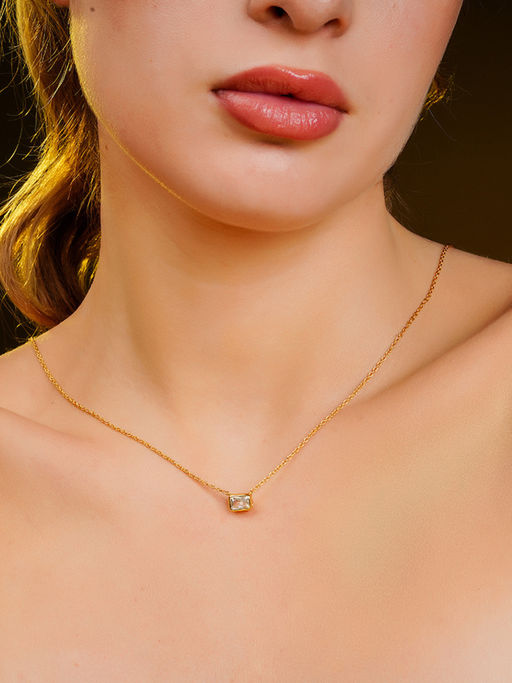 Soraya Luxe White 925 Sterling Silver 18K Gold Plating Lustre Octa Pendant Necklace