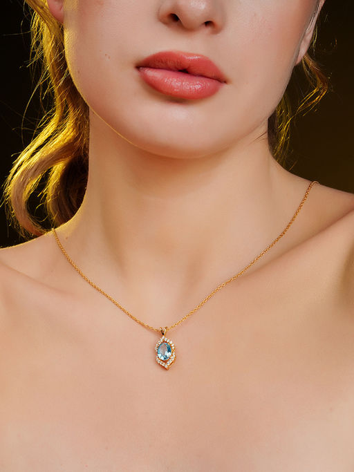 Soraya Luxe 925 Sterling Silver 18K Gold Plating Azure Aura Pendant Necklace