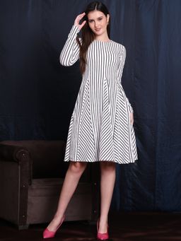 Exude - Gleam and Grace A-Line Stripes Dress