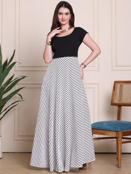 Exude - Glamour Reign Dramatic Black and White Gown