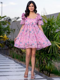 HOUSE OF JAMOTI - Rose Puffy Mini Dress