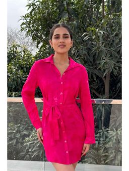 Myclo - Hot Summer Hot Pink Tie Up Dress