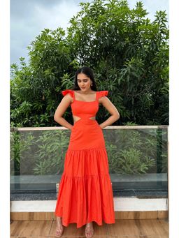 Myclo - Ailsa Orange Flared Dress