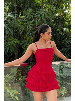 Myclo - Rose Turkey Red Ruffle Dress