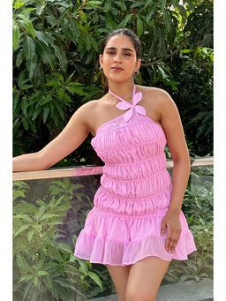 Myclo - Rosetta Baby Pink Colour Short Dress