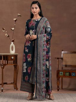 Libas - Blue Silk Blend Printed Kurta Sets for Women