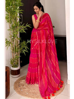 Mysilklove - Women's Barn Red Pure Mul Mul Cotton Zari Saree