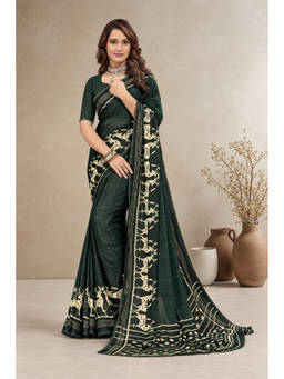 Sedora Couture - Women's Teal Georgette Animal Printed Saree