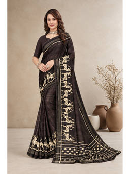 Sedora Couture - Women's Black Georgette Animal Printed Saree