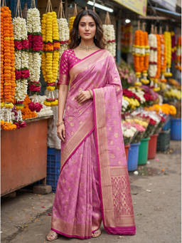 Mimosa - Pink Women's Crepe Mysore Silk Saree