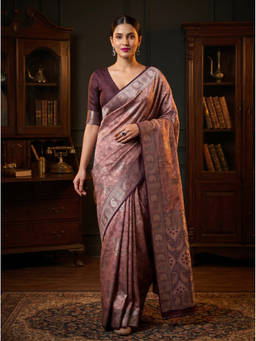 Mimosa - Women's Pink Art Silk Kanjivaram Saree