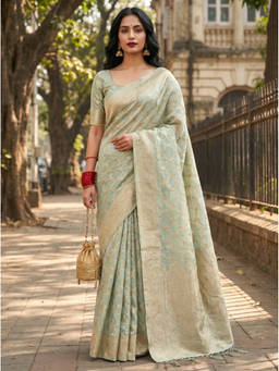 Mimosa - Women's Green Art Silk Banarasi Saree