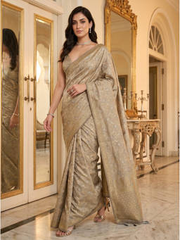 Mimosa - Women's Grey Art Silk Kanjivaram Saree