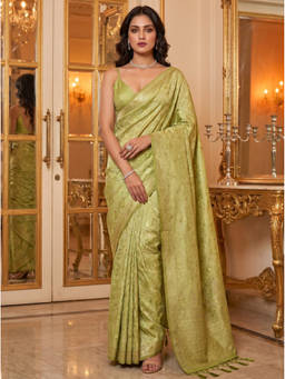 Mimosa - Women's Olive Art Silk Kanjivaram Saree