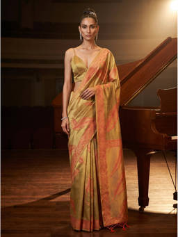 Mimosa - Women's Mustard Art Silk Kanjivaram Saree