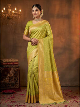 Mimosa - Women's Yellow Art Silk Kanjivaram Saree