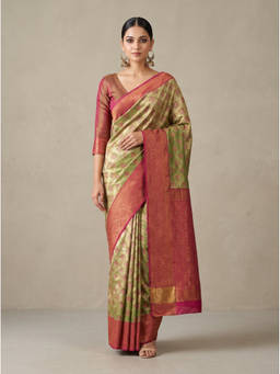 Mimosa - Women's Olive Art Silk Kanjivaram Saree