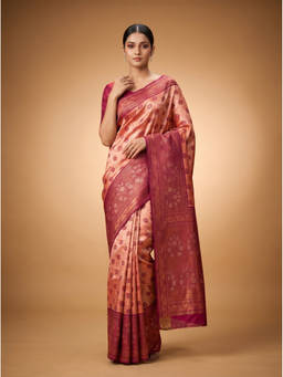 Mimosa - Women's Peach Art Silk Kanjivaram Saree