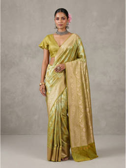 Mimosa - Women's Olive Art Silk Kanjivaram Saree