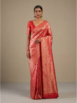 Mimosa - Women's Red Art Silk Kanjivaram Saree