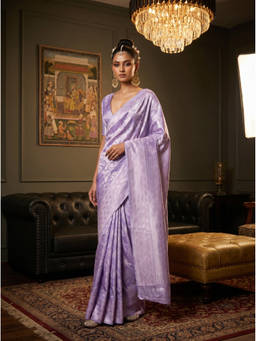 Mimosa - Women's Lavender Art Silk Kanjivaram Saree