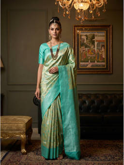 Mimosa - Women's Olive Art Silk Kanjivaram Saree