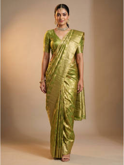 Mimosa - Women's Olive Art Silk Kanjivaram Saree