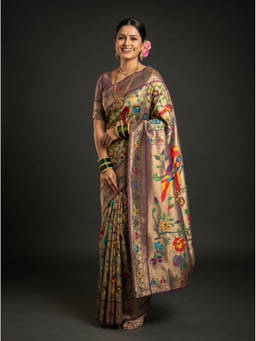 Mimosa - Women's Purple Art Silk Paithani Saree