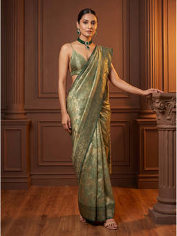 Mimosa - Women's Green Art Silk Banarasi Saree
