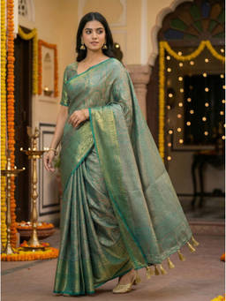 Mimosa - Women's Green Art Silk Woven with Zari Tissue Versatile Saree