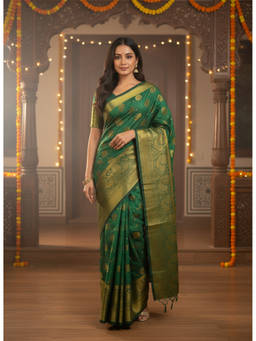 Mimosa - Women's Green Art Silk Woven with Zari Tissue Attractive Saree