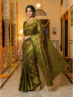 Mimosa - Women's Green Art Silk Woven with Zari Tissue Casual Saree