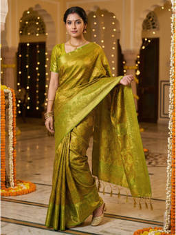 Mimosa - Women's Green Art Silk Woven with Zari Tissue Graceful Festive Saree