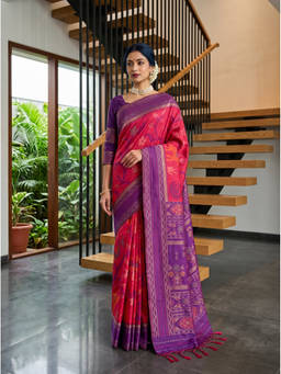 Mimosa - Pink Women's Art Silk Pochampally Saree