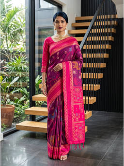 Mimosa - Wine Women's Art Silk Pochampally Saree