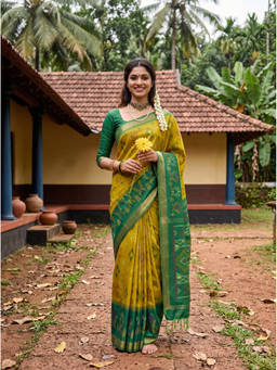 Mimosa - Women's Green Art Silk Pochampally Classic Saree