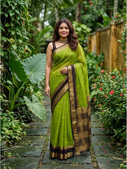 Mimosa - Green Crepe Mysore Silk Zari Woven Saree