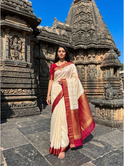 Mimosa - Cream Crepe Mysore Silk Zari Woven Saree