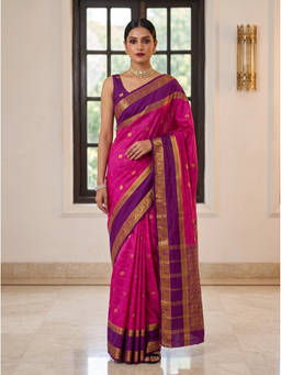 Mimosa - Pink Crepe Mysore Silk Zari Woven Saree