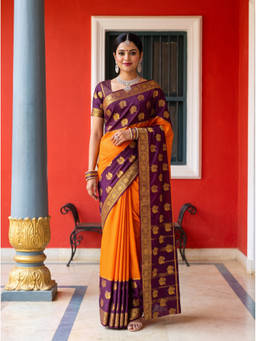 Mimosa - Women's Yellow Crepe Mysore Silk Trendy Saree