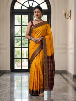 Mimosa - Gold Crepe Mysore Silk Zari Woven Saree