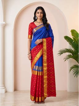 Mimosa - Blue Crepe Mysore Silk Zari Woven Saree