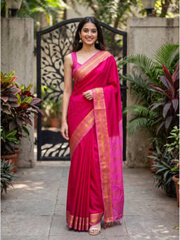 Mimosa - Pink Crepe Mysore Silk Zari Woven Saree